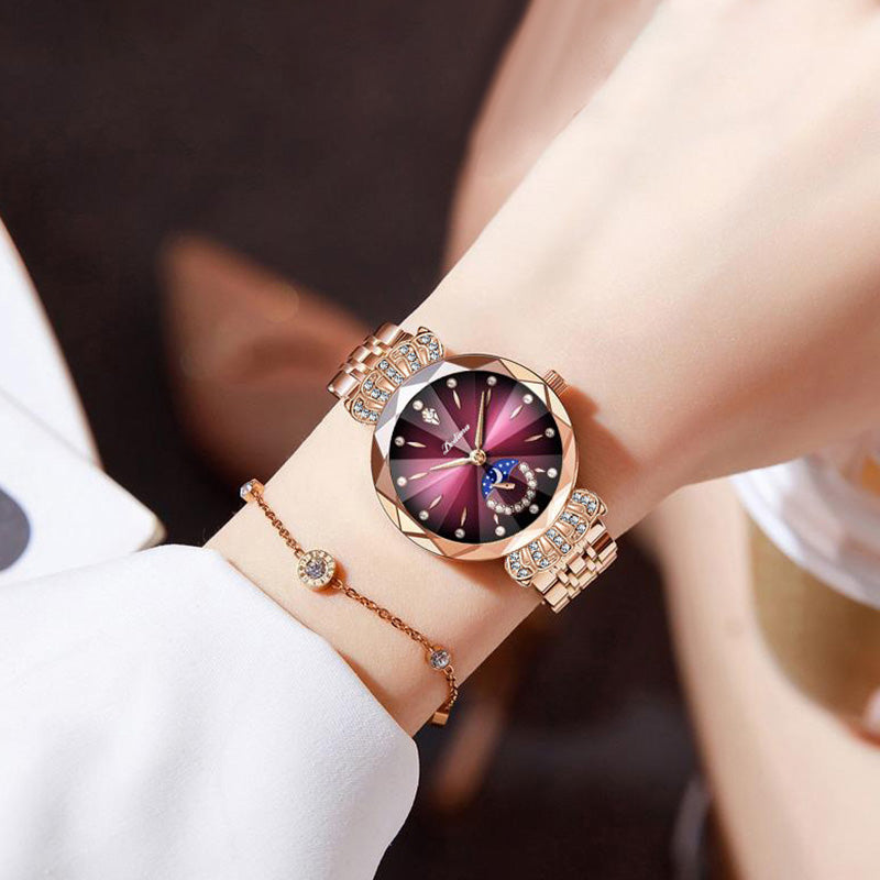 WH2577 | ساعة أنيقة مرصعة بالألماس بتصميم القمر والنجمة للنساء، معروضة للبيع بمناسبة رأس السنة. -v4 WH2577 | ساعة أنيقة مرصعة بالألماس بتصميم القمر والنجمة للنساء، معروضة للبيع بمناسبة رأس السنة. -v4