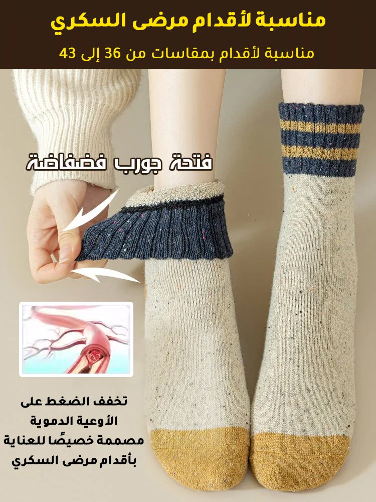 UW3028 | 【تحدي البرد حتى -20 درجة】 جوارب صوفية سميكة مزينة بنقوش مخططة للنساء -v4