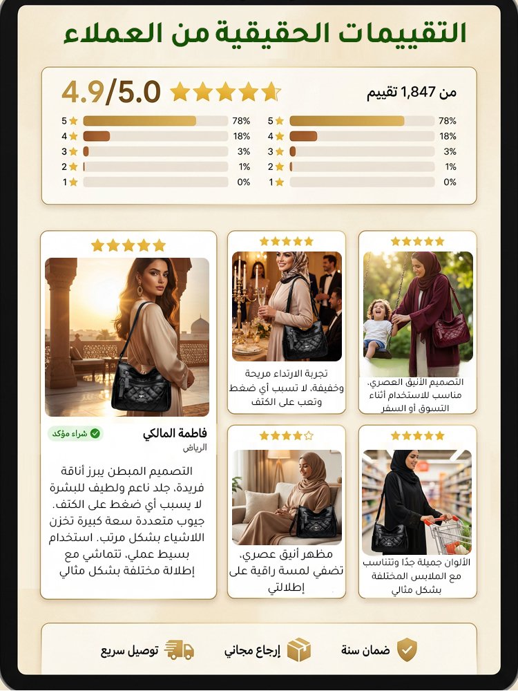 WB2586 | حقيبة كتف كلاسيكية من جلد ناعم ذات جيوب متعددة -v4