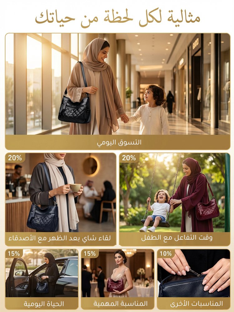 WB2586 | حقيبة كتف كلاسيكية من جلد ناعم ذات جيوب متعددة -v4
