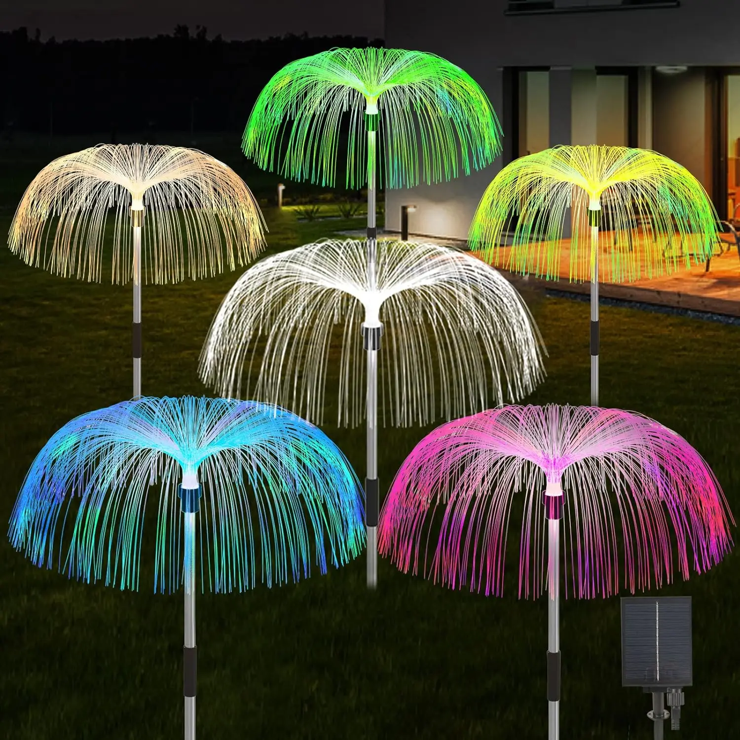 HM4509 | مصابيح LED تعمل بالطاقة الشمسية على شكل قنديل البحر، مقاومة للماء، لتزيين الحدائق والشرفات والممرات والحدائق وحفلات الزفاف، مصباح زهور يعمل بالطاقة الشمسية -v4