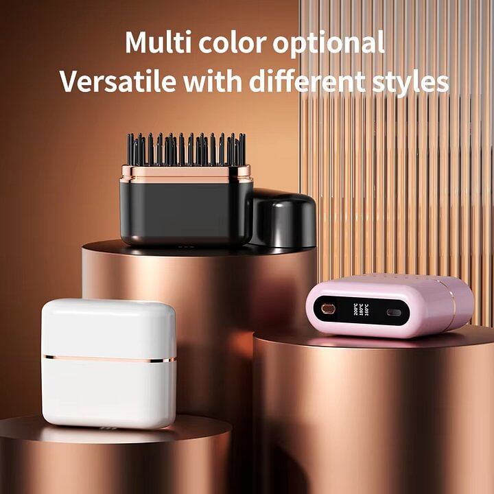 HM4512 | فرشاة شعر كهربائية صغيرة لاسلكية ذات الاستخدام المزدوج، مكواة فرد الشعر الكسولة الجديدة المحمولة مع فرشاة شحن التدفئة، مشط شعر مستقيم -v4