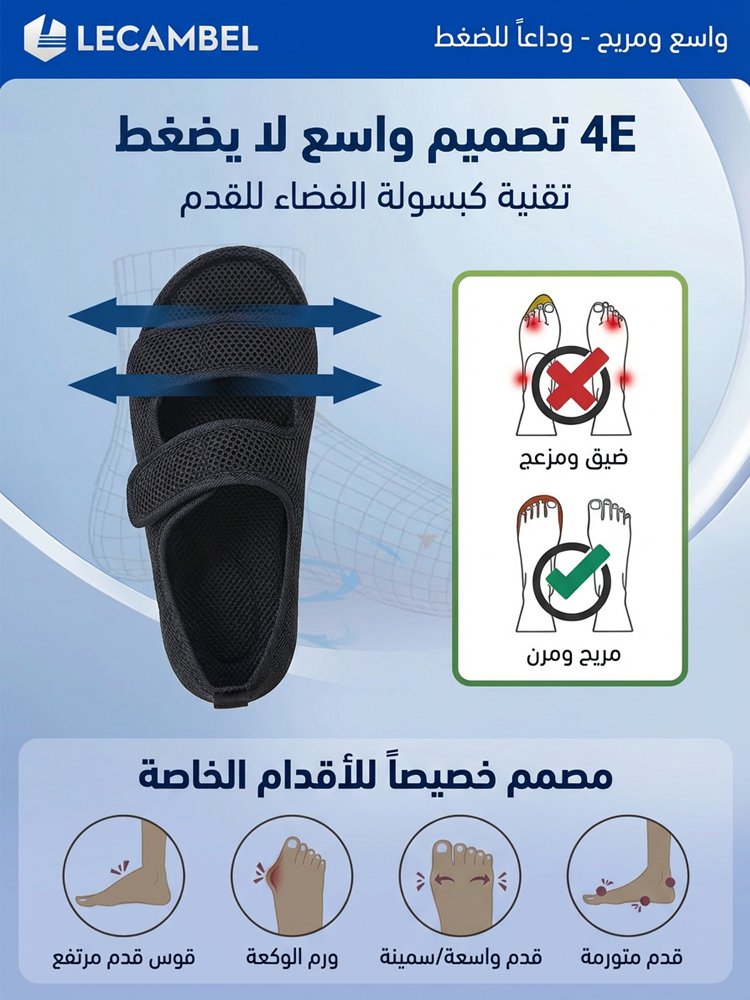 Shoe16 | صندل واسع التصميم وقابل للتعديل بإغلاق فيلكرو -v4