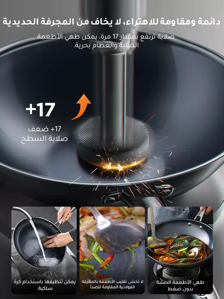 HM319ZHCD | مقلاة عميقة صحية مانعة للالتصاق بدون الطلاء (حديد نقي، توفير عنصر الحديد للجسم ) -v4 HM319ZHCD | مقلاة عميقة صحية مانعة للالتصاق بدون الطلاء (حديد نقي، توفير عنصر الحديد للجسم ) -v4