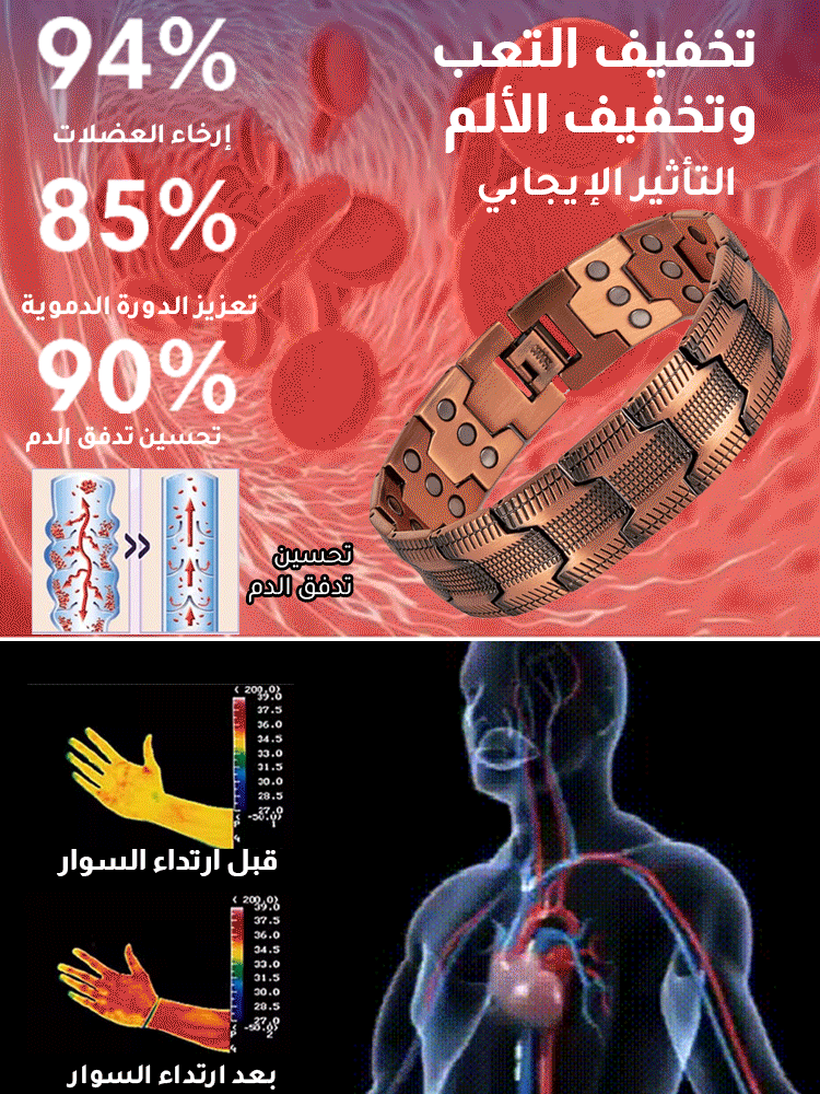 JL2630B | سوار علاج مغناطيسي من النحاس الأحمر (تصميم محسن وعرض موسع وتأثير علاج معزز) -V4