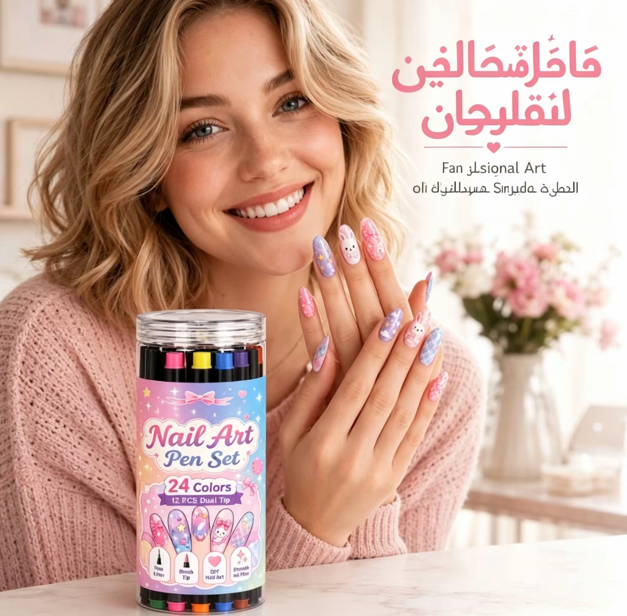BE3171 | ٢٤ لونًا من أقلام تزيين الأظافر ذات الطرفين - مجموعة رسم مانيكير يمكنكِ صنعها بنفسكِ -v4 BE3171 | ٢٤ لونًا من أقلام تزيين الأظافر ذات الطرفين - مجموعة رسم مانيكير يمكنكِ صنعها بنفسكِ -v4