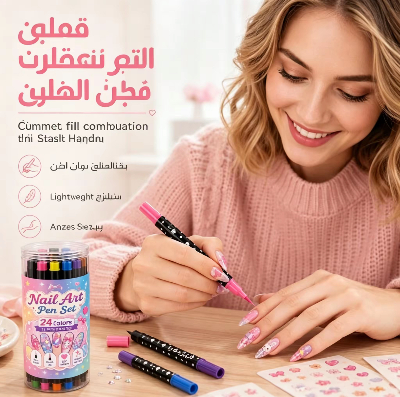 BE3171 | ٢٤ لونًا من أقلام تزيين الأظافر ذات الطرفين - مجموعة رسم مانيكير يمكنكِ صنعها بنفسكِ -v4 BE3171 | ٢٤ لونًا من أقلام تزيين الأظافر ذات الطرفين - مجموعة رسم مانيكير يمكنكِ صنعها بنفسكِ -v4