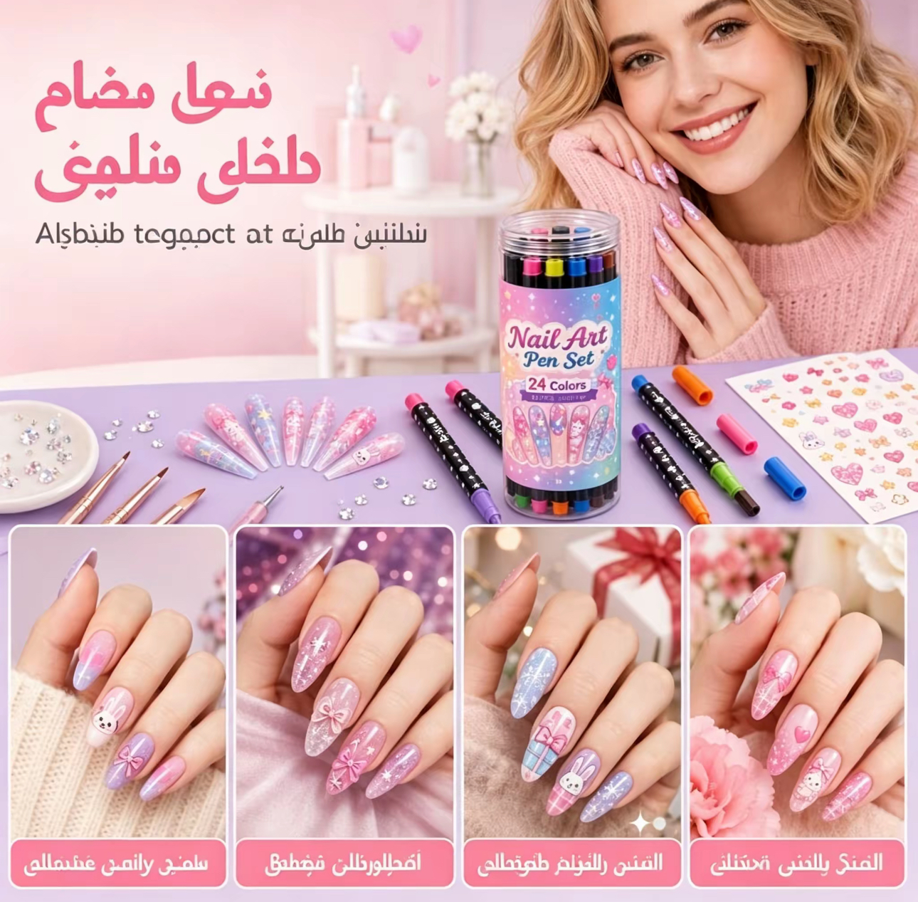 BE3171 | ٢٤ لونًا من أقلام تزيين الأظافر ذات الطرفين - مجموعة رسم مانيكير يمكنكِ صنعها بنفسكِ -v4 BE3171 | ٢٤ لونًا من أقلام تزيين الأظافر ذات الطرفين - مجموعة رسم مانيكير يمكنكِ صنعها بنفسكِ -v4