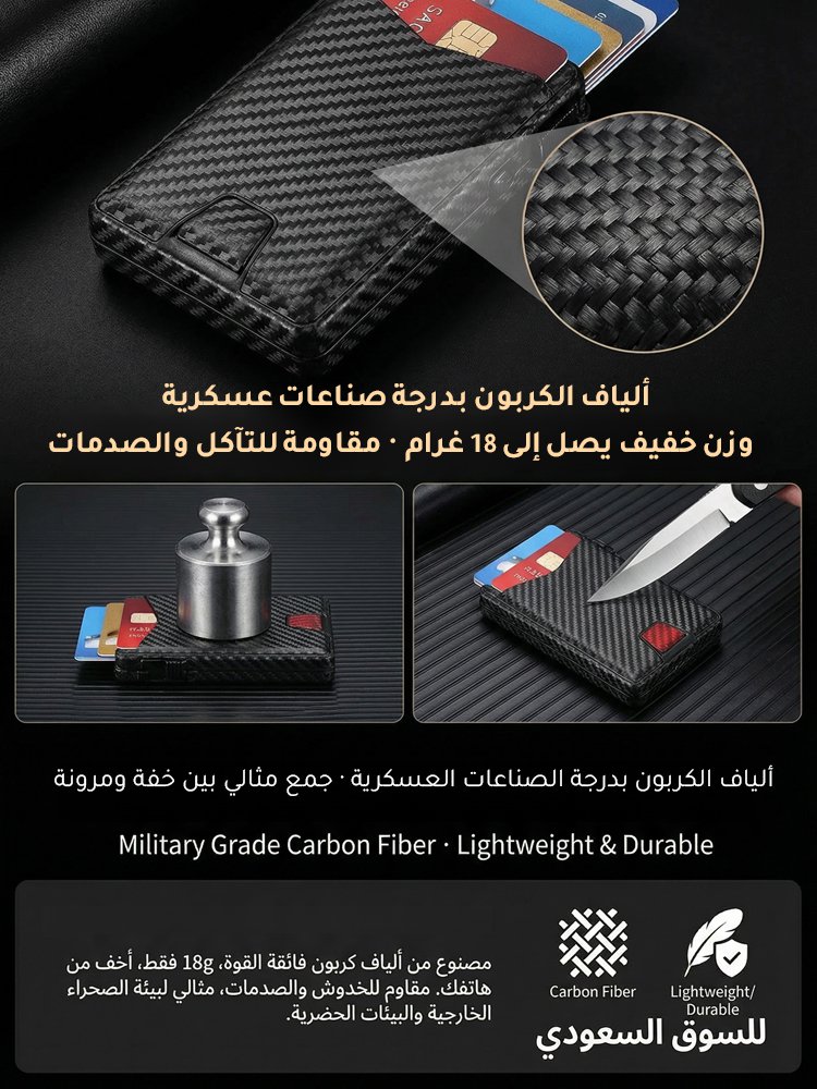 BA2461B | حافظة بطاقات مغناطيسية من ألياف الكربون للرجال -V4