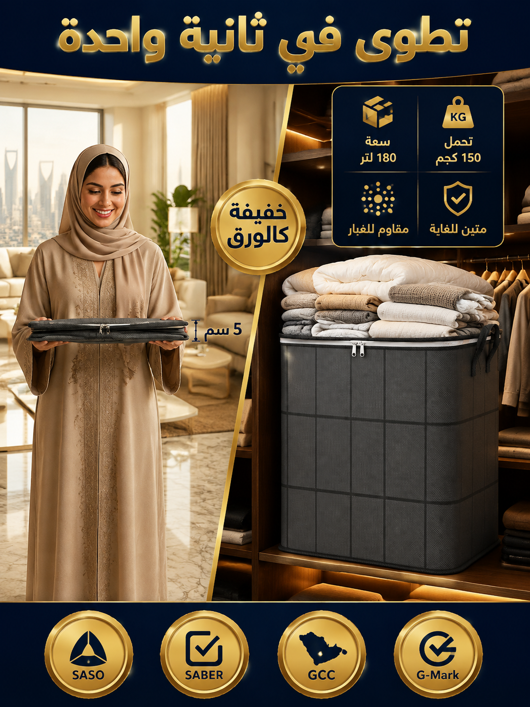 HM4540 | حقيبة تخزين كبيرة السعة قابلة للطي ومضادة للغبار -v4