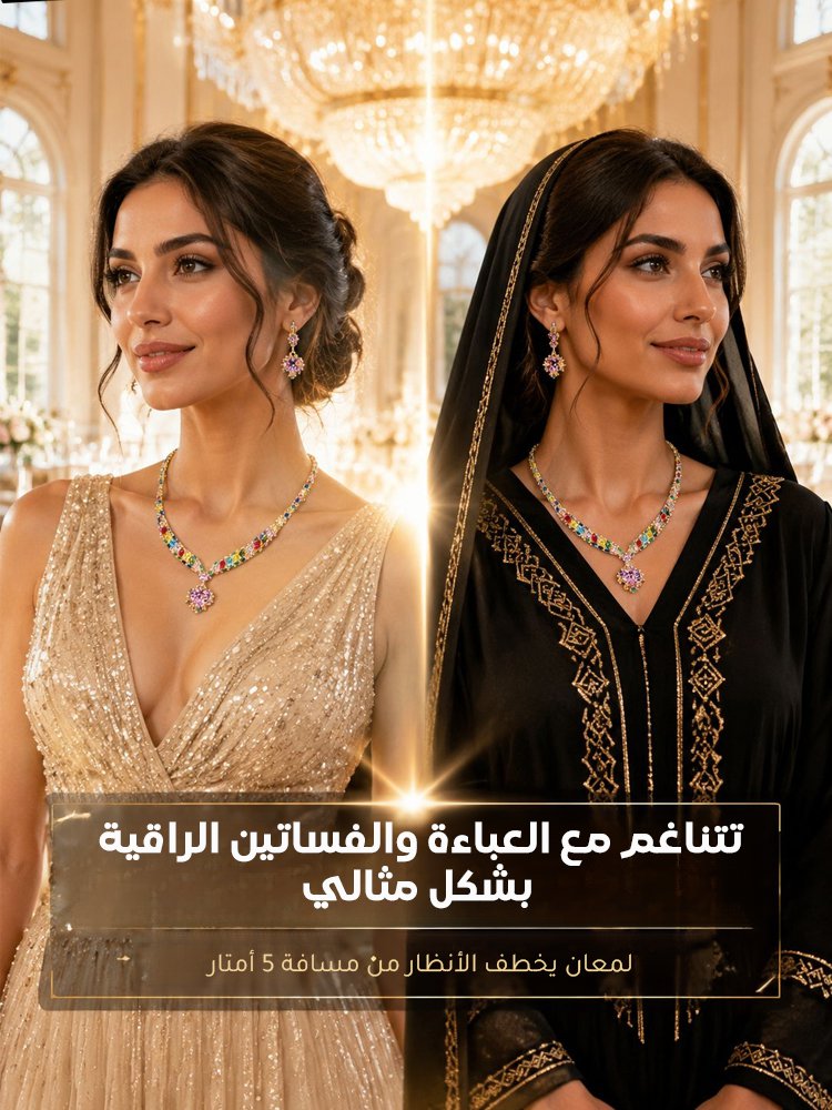 JL2668 | طقم المجوهرات الفاخرة والراقية المرصعة بأحجار كريمة ملونة بحرفية سويسرية متقنة -V4 JL2668 | طقم المجوهرات الفاخرة والراقية المرصعة بأحجار كريمة ملونة بحرفية سويسرية متقنة -V4
