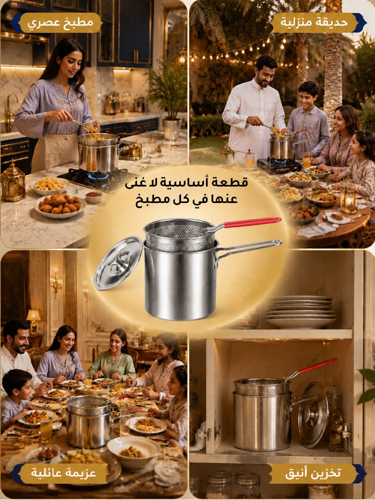 HM2622A | (توفير هائل للزيت) مقلاة عميقة متعددة الاستخدامات من الفولاذ المقاوم للصدأ 304 -V4