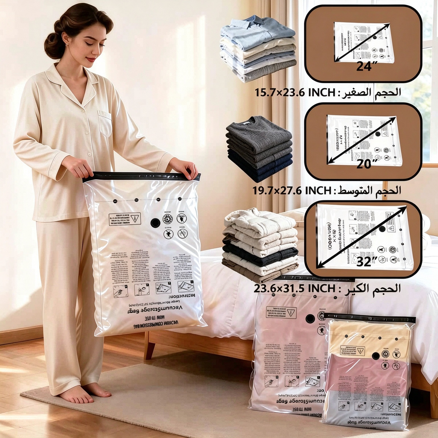 HM4600 | أكياس ضغط قابلة لإعادة الشحن للسفر، عبوة من 15 كيسًا -V4
