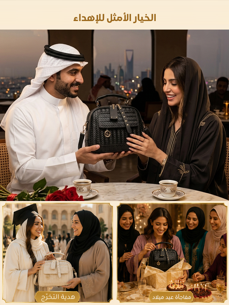 WB2596 | حقيبة كتف مجدولة بستايل راق عصري مع جيوب متعددة -v4