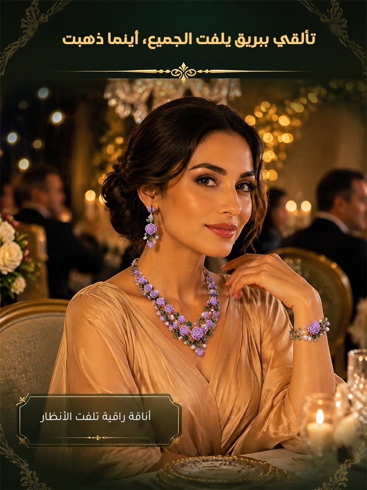 JL2670 | طقم مجوهرات رومانسية فاخرة بتصميم بكاميليا مرصعة باللآلئ وأحجار الراين المشرقة -v4