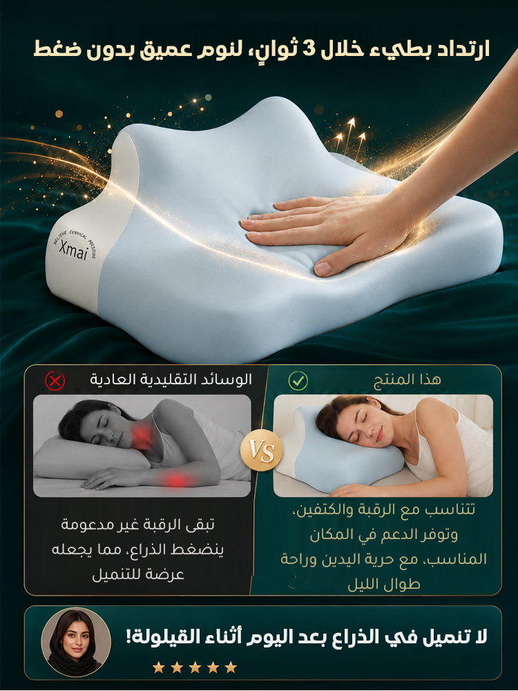 HM4500B | وسادة متعددة الوظائف من رغوة الذاكرة بطيئة الارتداد، لدعم الرقبة ومناسبة للنوم على البطن -v4 HM4500B | وسادة متعددة الوظائف من رغوة الذاكرة بطيئة الارتداد، لدعم الرقبة ومناسبة للنوم على البطن -v4