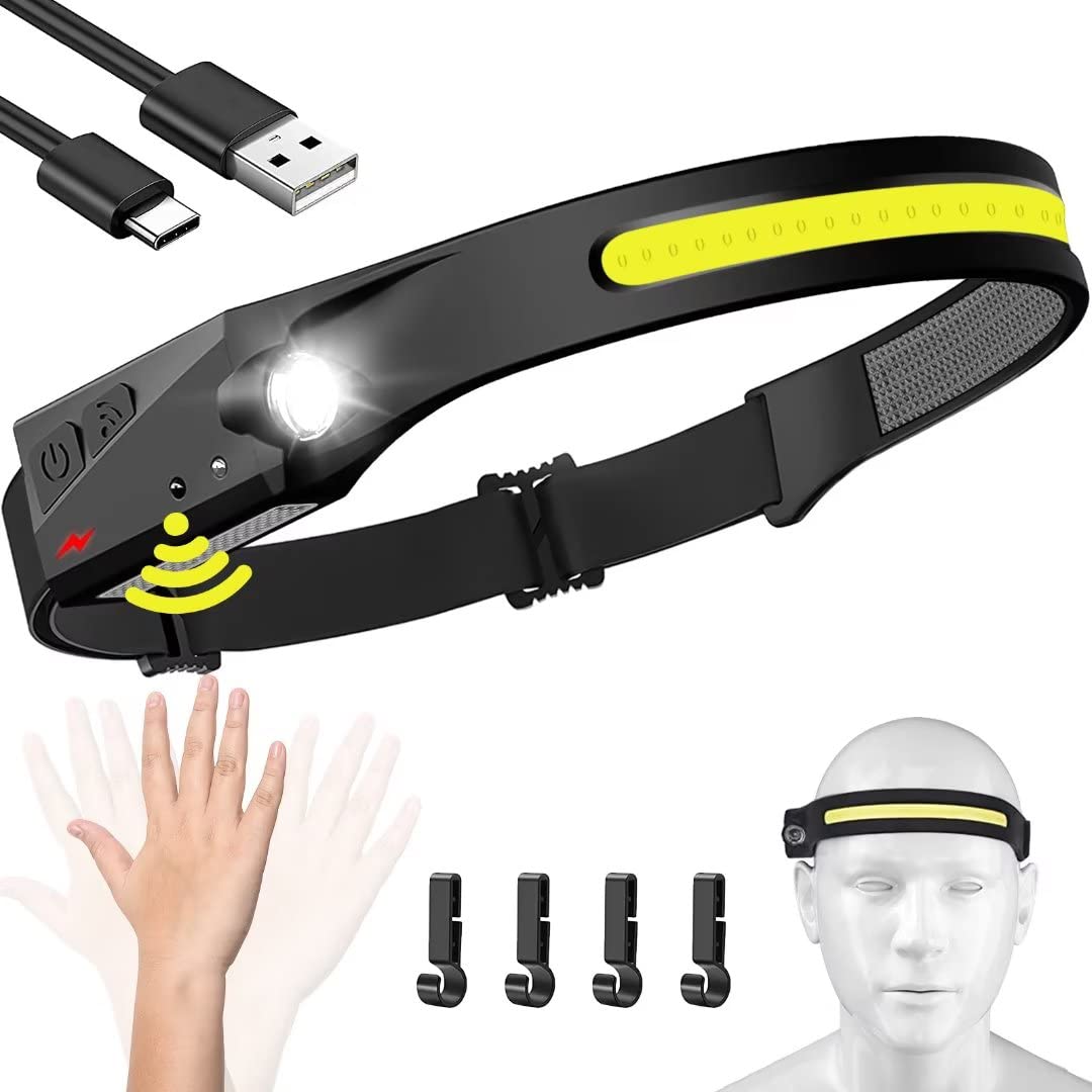 HM4046 | مصباح أمامي عريض 230 درجة - مصباح أمامي LED قابل لإعادة الشحن مع مستشعر حركة و6 أوضاع إضاءة -v5